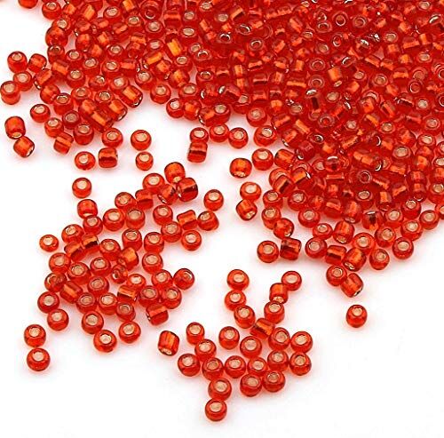 Perlin 3300 e di vetro da 3 mm, con inserto in argento, di colore rosso