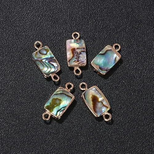 ENEMO Ciondolo con conchiglie in madreperla naturale, a forma di cuore, goccia d'acqua, a forma rotonda, connettore conchiglia di abalone per creazione di gioielli, collane, bracciali-NO.24 8x12mm-2 PZ