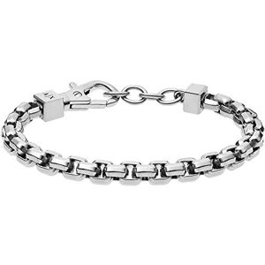 Armani Bracciale da uomo in acciaio inossidabile con chiusura a moschettone, Argento grigio Armani Bracciale da uomo in acciaio inossidabile con chiusura a moschettone, Argento grigio