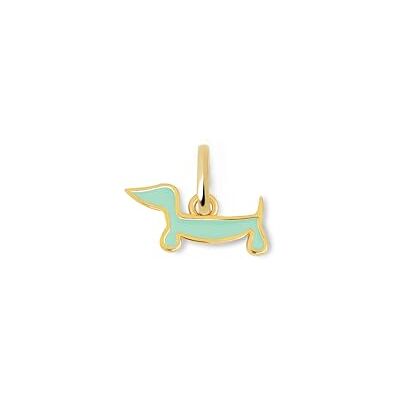 SINGULARU Charm Mini Teckel Enamel Sky. Ottone con Finitura Placcata Oro 8 Kt. Pendente con Motivo Bassotto e Smalto Colorato. Gioielli da Donna SINGULARU Charm Mini Teckel Enamel Sky. Ottone con Finitura Placcata Oro 8 Kt. Pendente con Motivo Bassotto e Smalto Colorato. Gioielli da Donna