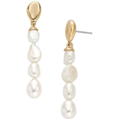 Skagen Orecchini da donna in acciaio inossidabile o semipreziosi con chiusura a perno a frizione, Bianco Lucido Skagen Orecchini da donna in acciaio inossidabile o semipreziosi con chiusura a perno a frizione, Bianco Lucido