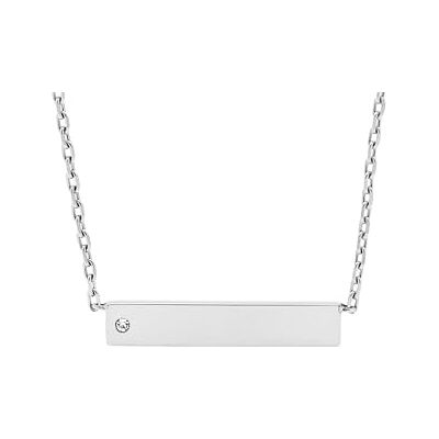 Fossil Collana con ciondolo a rettangolo in acciaio inossidabile da donna con chiusura a moschettone, Argento chiaro Fossil Collana con ciondolo a rettangolo in acciaio inossidabile da donna con chiusura a moschettone, Argento chiaro