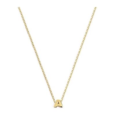 SINGULARU Collana Personalizzata Single Letter. Pendente in Argento Sterling 925 con Finitura Placcata Oro 18Kt. Catena Taglia Unica. Gioielli da Donna. Lettera A SINGULARU Collana Personalizzata Single Letter. Pendente in Argento Sterling 925 con Finitura Placcata Oro 18Kt. Catena Taglia Unica. Gioielli da Donna. Lettera A