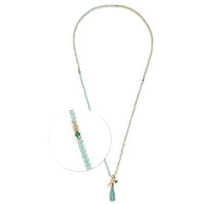 JEWELS BY LEONARDO , collana donna • lunga catena infinita in acciaio inox dorato • perle di vetro in delicati toni turchesi • ciondolo con nappa, lunghezza 80 cm • gioiello regalo per donne • , JEWELS BY LEONARDO , collana donna • lunga catena infinita in acciaio inox dorato • perle di vetro in delicati toni turchesi • ciondolo con nappa, lunghezza 80 cm • gioiello regalo per donne • ,
