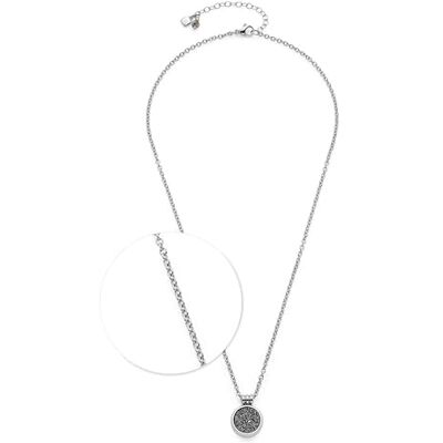 JEWELS BY LEONARDO Collana Odelle, in Acciaio Inox Argentato, Ciondolo Rotondo con Pietra Agata Scintillante, Lunghezza 45-50 cm, Regalo per Donne, JEWELS BY LEONARDO Collana Odelle, in Acciaio Inox Argentato, Ciondolo Rotondo con Pietra Agata Scintillante, Lunghezza 45-50 cm, Regalo per Donne,