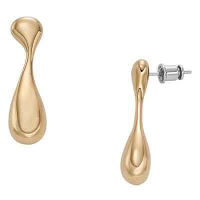 Skagen Orecchini da donna in acciaio inossidabile o semi-preziosi con chiusura a scatto sul retro, Tono Oro Skagen Orecchini da donna in acciaio inossidabile o semi-preziosi con chiusura a scatto sul retro, Tono Oro