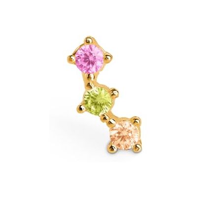 SINGULARU Orecchino Singolo Triple Spark Color. Argento Sterling 925 con Finitura in Oro 8Kt e Dettagli Zirconi. Chiusura in Silicone. Gioielli per Donna SINGULARU Orecchino Singolo Triple Spark Color. Argento Sterling 925 con Finitura in Oro 8Kt e Dettagli Zirconi. Chiusura in Silicone. Gioielli per Donna