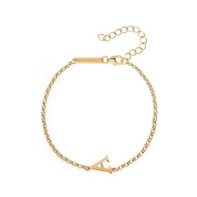 SINGULARU Bracciale Single Letter. Argento Sterling con Finitura Placcata Oro 8Kt. Catena Elegante con Motivo Iniziale. Gioielli da Donna. Lettera A SINGULARU Bracciale Single Letter. Argento Sterling con Finitura Placcata Oro 8Kt. Catena Elegante con Motivo Iniziale. Gioielli da Donna. Lettera A