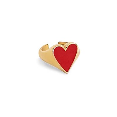 SINGULARU Anello Cuore Smaltato Rosso Anello Regolabile Anello in Ottone con Finitura Placcata Oro 8 Kt Taglia Unica Gioielli da Donna SINGULARU Anello Cuore Smaltato Rosso Anello Regolabile Anello in Ottone con Finitura Placcata Oro 8 Kt Taglia Unica Gioielli da Donna