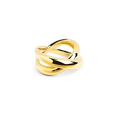 SINGULARU Anello Single Cross. Ottone con Finitura Placcata Oro 18 Kt. Design Grande. Gioielli da Donna. Taglia 12 SINGULARU Anello Single Cross. Ottone con Finitura Placcata Oro 18 Kt. Design Grande. Gioielli da Donna. Taglia 12