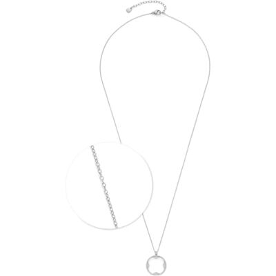 JEWELS BY LEONARDO , collana Ciao Campagnola, collana media in acciaio inox argentato, ciondolo a forma di quadrifoglio con zirconi, lunghezza 60-65 cm, gioiello regalo, , 60 cm, Acciaio JEWELS BY LEONARDO , collana Ciao Campagnola, collana media in acciaio inox argentato, ciondolo a forma di quadrifoglio con zirconi, lunghezza 60-65 cm, gioiello regalo, , 60 cm, Acciaio