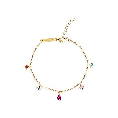 SINGULARU Bracciale Cascade Colors. Argento Sterling 925 con Placcatura Oro 8Kt. Catena con Pendenti in Zirconi Colorati. Taglia Unica con Estensione. Gioielli da Donna SINGULARU Bracciale Cascade Colors. Argento Sterling 925 con Placcatura Oro 8Kt. Catena con Pendenti in Zirconi Colorati. Taglia Unica con Estensione. Gioielli da Donna