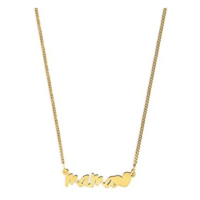 SINGULARU Collana Mamá Heart. Argento Sterling 925 con Placcatura Oro 18Kt. Catena con Scritta Mama e Cuore. Misura Unica. Gioielli da Donna SINGULARU Collana Mamá Heart. Argento Sterling 925 con Placcatura Oro 18Kt. Catena con Scritta Mama e Cuore. Misura Unica. Gioielli da Donna
