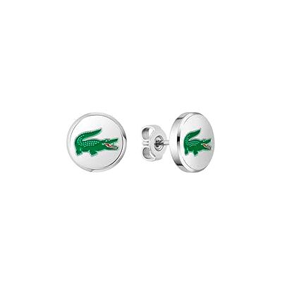 Lacoste Orecchini a Perno da Uomo Collezione ARTHOR in Acciaio Inossidabile con un Coccodrillo in Smalto Verde , Silver Lacoste Orecchini a Perno da Uomo Collezione ARTHOR in Acciaio Inossidabile con un Coccodrillo in Smalto Verde , Silver