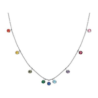 Engelsrufer Collana da donna a sfera in argento sterling – tempestata di 9 zirconi multicolor – regolabile in due lunghezze, chiusura a moschettone, 42 cm, Argento sterling, Zirconia cubica Engelsrufer Collana da donna a sfera in argento sterling – tempestata di 9 zirconi multicolor – regolabile in due lunghezze, chiusura a moschettone, 42 cm, Argento sterling, Zirconia cubica