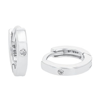 amor Creoles Gioielli per orecchie da Donna in Argento 925, con zirconi sintetici, 1 cm, Argento, Viene fornito in confezione regalo per gioielli amor Creoles Gioielli per orecchie da Donna in Argento 925, con zirconi sintetici, 1 cm, Argento, Viene fornito in confezione regalo per gioielli