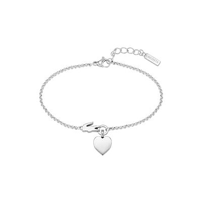 Lacoste Bracciale a Catena da Donna Collezione LOVE MY CROC in Acciaio Inossidabile (Oro o Argento) con Charm Cuore e Coccodrillo Lacoste Bracciale a Catena da Donna Collezione LOVE MY CROC in Acciaio Inossidabile (Oro o Argento) con Charm Cuore e Coccodrillo