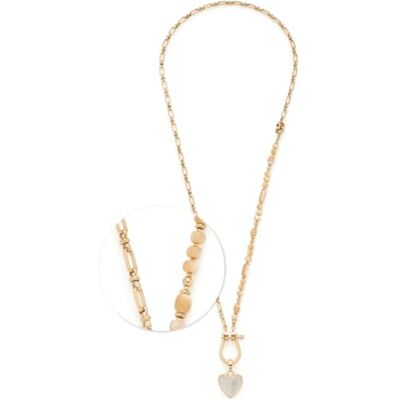 JEWELS BY LEONARDO , set di gioielli Clip & Mix Kareen, set da 3 pezzi composto da collana 50 cm, bracciale da 19 cm e ciondolo a forma di cuore in giada bianca, catena in acciaio inox dorato, perle di JEWELS BY LEONARDO , set di gioielli Clip & Mix Kareen, set da 3 pezzi composto da collana 50 cm, bracciale da 19 cm e ciondolo a forma di cuore in giada bianca, catena in acciaio inox dorato, perle di