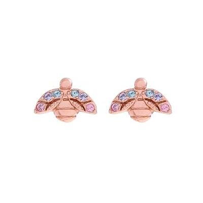 Burton Orecchini a Perno da Donna Collezione Rainbow Bee in Oro Rosa Decorato con Cristalli Burton Orecchini a Perno da Donna Collezione Rainbow Bee in Oro Rosa Decorato con Cristalli