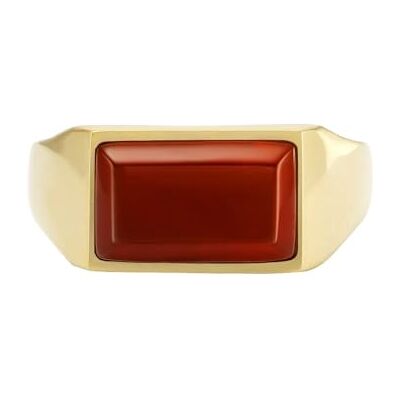 Fossil Anelli da uomo in acciaio inox con sigillo, Oro e rosso, 12 Fossil Anelli da uomo in acciaio inox con sigillo, Oro e rosso, 12