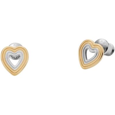 Skagen Orecchini da donna in acciaio inossidabile o semi-preziosi con chiusura a scatto sul retro, Oro Zafferano Skagen Orecchini da donna in acciaio inossidabile o semi-preziosi con chiusura a scatto sul retro, Oro Zafferano