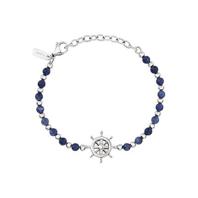 Breil , Collezione Sound Wave, Bracciale Uomo con Sfere Intervallate in Acciaio Lucido e Sodalite, Arricchito da un Ciondolo in Acciaio a Tema Marino, Lunghezza Regolabile Breil , Collezione Sound Wave, Bracciale Uomo con Sfere Intervallate in Acciaio Lucido e Sodalite, Arricchito da un Ciondolo in Acciaio a Tema Marino, Lunghezza Regolabile