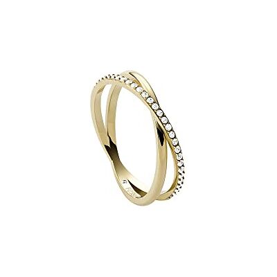 Fossil Anello Da Donna Vintage Iconic, Altezza: 5,4 mm Anello In Acciaio Inossidabile Dorato, Fossil Anello Da Donna Vintage Iconic, Altezza: 5,4 mm Anello In Acciaio Inossidabile Dorato,