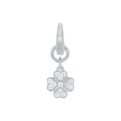 amor Charm Charm da Donna in Argento 925, con zirconi sintetici, 1,7 cm, bianco, quadrifoglio, in confezione regalo, amor Charm Charm da Donna in Argento 925, con zirconi sintetici, 1,7 cm, bianco, quadrifoglio, in confezione regalo,