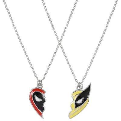 Disney Deadpool & Wolverine Set di collana con ciondolo a forma di cuore diviso in inglese "Best Friend Disney Deadpool & Wolverine Set di collana con ciondolo a forma di cuore diviso in inglese "Best Friend