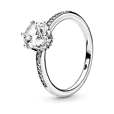 PANDORA Signature Anello con corona brillante trasparente in argento Sterling con zirconia cubica trasparente, 54 PANDORA Signature Anello con corona brillante trasparente in argento Sterling con zirconia cubica trasparente, 54