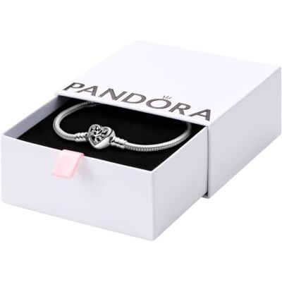 PANDORA Bracciale con maglia snake, con chiusura a cuore albero della Famiglia PANDORA Bracciale con maglia snake, con chiusura a cuore albero della Famiglia