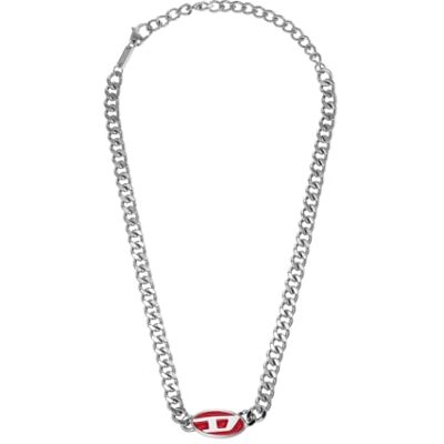 Diesel Collana da uomo, Collana a catena in acciaio inox, Rosso (Red) Diesel Collana da uomo, Collana a catena in acciaio inox, Rosso (Red)