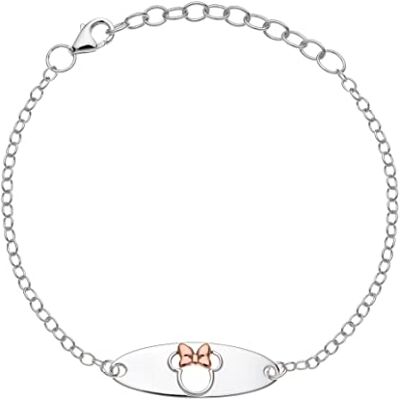 Disney Bracciale Bambine con Minnie Mouse in Argento 925 e Zirconi, Lunghezza 13-18cm, Gioielli Disney Bracciale Bambine con Minnie Mouse in Argento 925 e Zirconi, Lunghezza 13-18cm, Gioielli