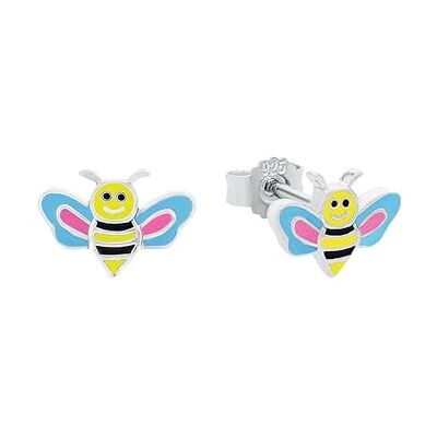 amor Orecchini a perno in Argento Sterling 925 per bambine, 0,7 cm, multicolore, ape, in confezione regalo, amor Orecchini a perno in Argento Sterling 925 per bambine, 0,7 cm, multicolore, ape, in confezione regalo,