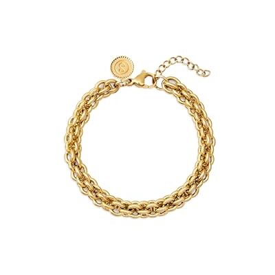 SINGULARU Bracciale Big Rope. Acciaio con Finitura in Oro 8Kt. Maxi con Catena ad Anelli. Lunghezza 20 cm. Gioielli per Donna SINGULARU Bracciale Big Rope. Acciaio con Finitura in Oro 8Kt. Maxi con Catena ad Anelli. Lunghezza 20 cm. Gioielli per Donna