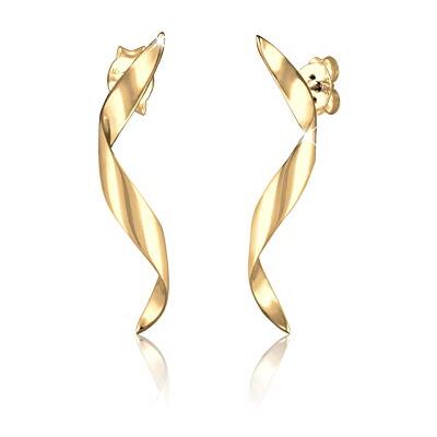 Elli Orecchini da donna a forma di onda, a spirale, in argento Sterling 925, Senza gemme Elli Orecchini da donna a forma di onda, a spirale, in argento Sterling 925, Senza gemme