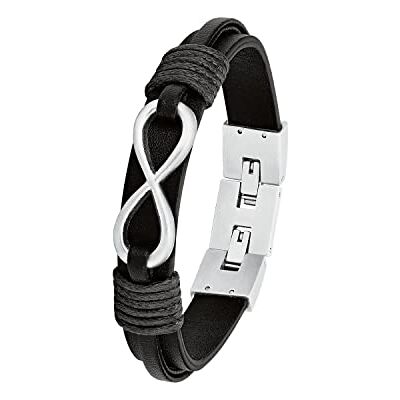 s.Oliver Bracciale in acciaio inossidabile/pelle per uomo, bracciale, fornito in confezione regalo per gioielli s.Oliver Bracciale in acciaio inossidabile/pelle per uomo, bracciale, fornito in confezione regalo per gioielli