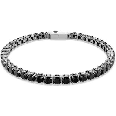 Swarovski Matrix Bracciale Tennis, Gioiello Versatile con Cristalli Neri, Pietre Preziose a Taglio Round, Chiusura a Linguetta, Taglia L, Placcatura in Tonalità Rutenio, 17,5 cm, 0,4 cm Swarovski Matrix Bracciale Tennis, Gioiello Versatile con Cristalli Neri, Pietre Preziose a Taglio Round, Chiusura a Linguetta, Taglia L, Placcatura in Tonalità Rutenio, 17,5 cm, 0,4 cm