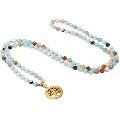 COAI Collana Mala Buddista 108 Perle di Pietre Naturali Annodate a Mano con Ciondolo in Acciaio Inox COAI Collana Mala Buddista 108 Perle di Pietre Naturali Annodate a Mano con Ciondolo in Acciaio Inox