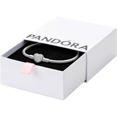 PANDORA Icons Bracciale con maglia snake e chiusura a cuore pavè scintillante PANDORA Icons Bracciale con maglia snake e chiusura a cuore pavè scintillante
