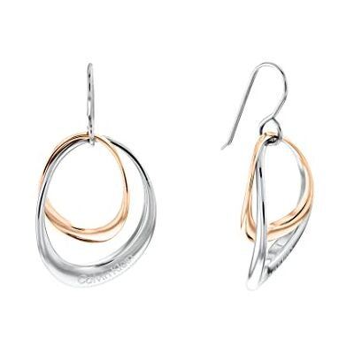 Calvin Klein Orecchini Pendenti da Donna Collezione WARPED RINGS Bicolore Calvin Klein Orecchini Pendenti da Donna Collezione WARPED RINGS Bicolore