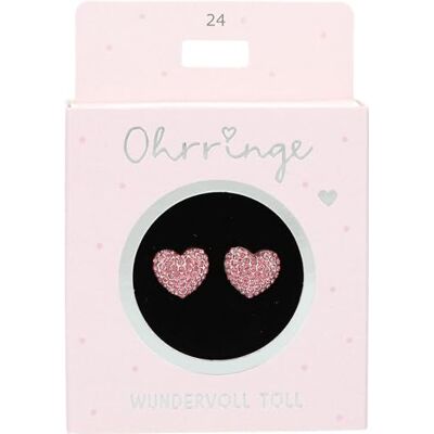 Depesche Orecchini a perno in argento e rosa, con motivo a cuore e brillantini, idea regalo Depesche Orecchini a perno in argento e rosa, con motivo a cuore e brillantini, idea regalo