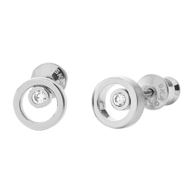 Skagen Orecchini da donna in acciaio inossidabile o semi-preziosi con chiusura a scatto sul retro, Nuvola d'Argento Skagen Orecchini da donna in acciaio inossidabile o semi-preziosi con chiusura a scatto sul retro, Nuvola d'Argento