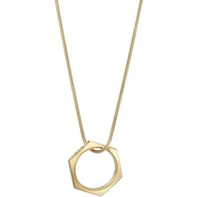 Armani Collana con ciondolo da uomo in acciaio inossidabile o pelle con chiusura a moschettone, Oro chiaro Armani Collana con ciondolo da uomo in acciaio inossidabile o pelle con chiusura a moschettone, Oro chiaro