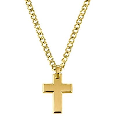 s.Oliver Collana da Uomo in Acciaio Inossidabile, 50 cm, oro, croce, fornita in confezione regalo per gioielli s.Oliver Collana da Uomo in Acciaio Inossidabile, 50 cm, oro, croce, fornita in confezione regalo per gioielli