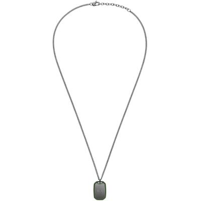 Armani Collana da uomo in acciaio inossidabile color canna di fucile, Armani Collana da uomo in acciaio inossidabile color canna di fucile,