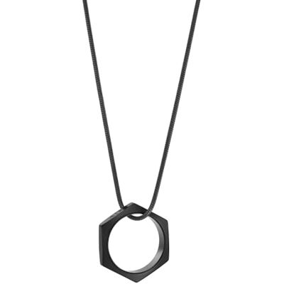 Armani Collana con ciondolo da uomo in acciaio inossidabile o pelle con chiusura a moschettone, Nero Armani Collana con ciondolo da uomo in acciaio inossidabile o pelle con chiusura a moschettone, Nero