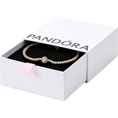 PANDORA Timeless Bracciale placcato in oro 14k con zirconi cubici trasparenti, 18 PANDORA Timeless Bracciale placcato in oro 14k con zirconi cubici trasparenti, 18
