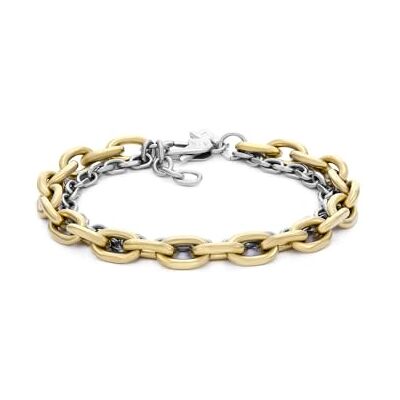 Armani Bracciale Uomo. Gioiello in Acciaio Inossidabile di Colore Oro con Finitura Opaca di Colore Argento. Misure: Lunghezza 195mm + 20mm, Larghezza 11.5mm. La referenza è Armani Bracciale Uomo. Gioiello in Acciaio Inossidabile di Colore Oro con Finitura Opaca di Colore Argento. Misure: Lunghezza 195mm + 20mm, Larghezza 11.5mm. La referenza è