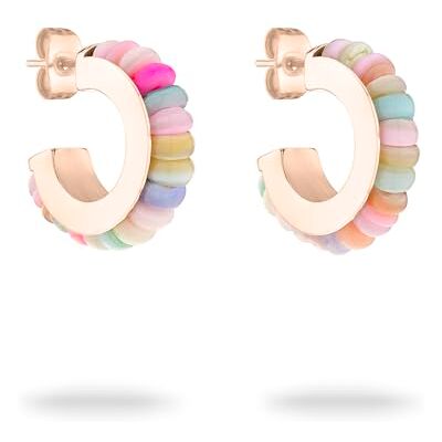 Tamaris orecchino a cerchio per donna, orecchini wasserfest in acciaio inossidabile con bunten Steinchen, Oro rosa Tamaris orecchino a cerchio per donna, orecchini wasserfest in acciaio inossidabile con bunten Steinchen, Oro rosa
